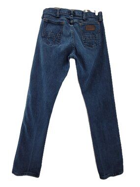 Wrangler Jeans Men's 30x34 Blue Slim Straight Stretch 88MWZAM Denim Cowboy